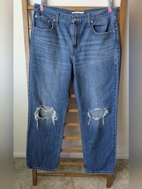 Levi's Distressed Mid-Blue Straight Leg Jeans